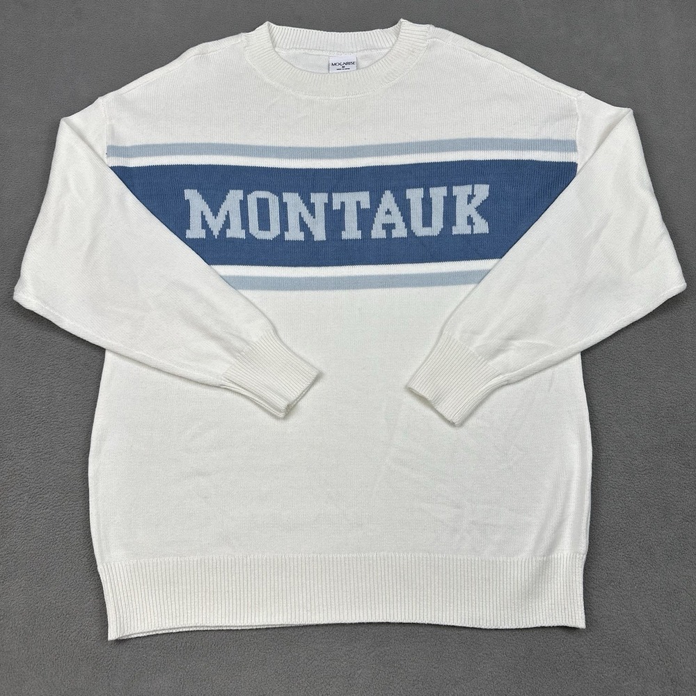Moonrise Montauk Knit Sweater Mens M Crewneck Cotton Blend Oversized NWOT $145
